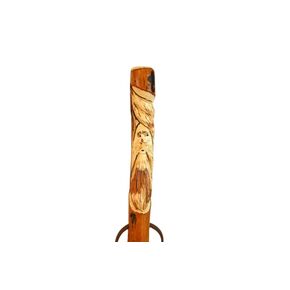 Wood Spirit Walking Stick + Hand carved in Hardwood + Custom Height up to 60" by Creation Carvings