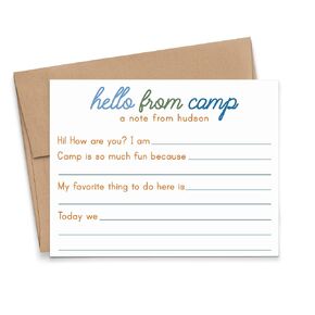 Boys Fill in the Blank Camp Notes, Camp Stationery for Boy Fill in Stationary with Envelopes Set, Personalized Note Cards for Kid, Your Choice of Colors and Quantity
