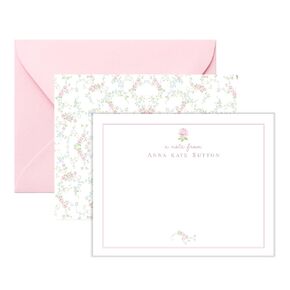 Co - Pink Coquette Stationery, Personalized Rose Floral Stationery for Women, Flower Stationary Cards and Envelopes Set, Note Cards with Envelopes, Pink Coquette Gifts AS-2313