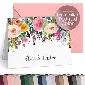Personalized Stationery Note Cards with Envelopes Personalized Stationery for Women Personalized Cards with Envelopes Personalized Note Cards Custom Stationery Cards and Envelopes Set-MultiFlower Fold