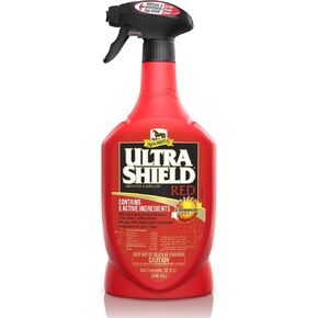 Absorbine UltraShield Red Fly Spray, Insecticide and Repellent for Horses & Livestock, Stays Active Up to 7 Days, 128oz Gallon Refill