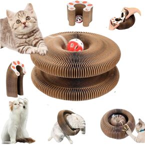 Kitty Curlz Cat Toy,Kitty Curlz Cat Scratching Board,Magic Organ Cat Scratching Board Toy,Reversible Infinity Style Magic Organ Cat Toy Made from Recycled Corrugated Cardboard Durable