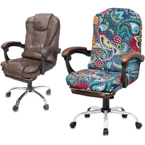 NeColorLife X-Large Office Chair Cover with Armrest – Stretchable Chair Slipcover for Big & Tall Chairs, Washable & Non-Slip, (Extra Large Size,Black)