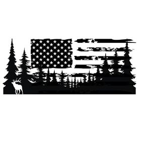 Fits RV Decal, Camping Sticker, American Flag, USA Travel Logo Adventure Awaits, Deer Mountains decal (60x23 Inches)