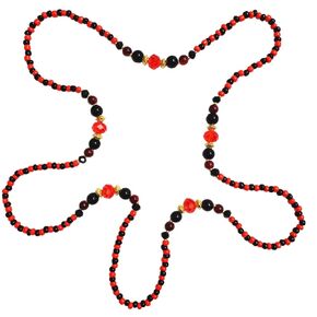 Collar de Elegua (LARGO) .Cuentas de cristales y obsidiana piedra natural roja y negra .Ifa, Religion Yoruba, Afro-cubana.