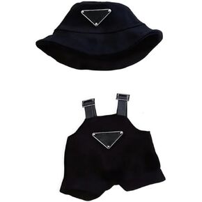 Clothes for Doll(NO Doll) - Hat & Overalls Set , Premium Outfit with Accessories, Stylish Clothes for Doll (Style Black)