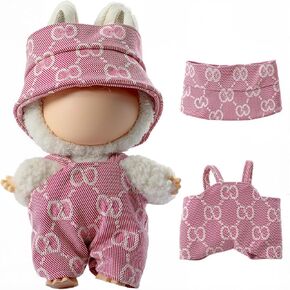 Clothes for 17cm Doll (NO Doll), Handcrafted Crochet 3-Piece Set for Doll, Premium Outfit - Bunny Sweater + Hat, Cute Clothes for Dress up Unique Style (C)