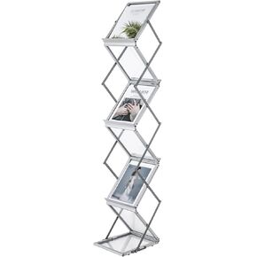 Bookshelves Folding Bookshelf Information Rack Floor Aluminum Alloy Newspaper Display Rack for Office Storage of Books and Magazines File Storage Bookshelf