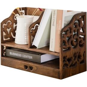 Bookshelves Desktop Small Bookshelf Desk Wooden Shelf Desk Multi-Functional Small Bookcase is Placed for Documents Books and Magazines Bonsai Bookshelf(B)