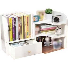 Bookshelves Simple Desktop Bookshelf Desk Storage Storage Rack for Magazines Books Bonsai Display Racks Simple Bookcases Can Save Space Bookshelf(White)