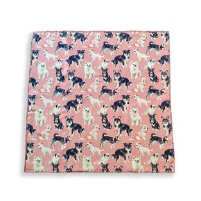 100% Silk Square Scarf - Chihuahua 27x27"/70x70cm, Mulberry Twill Silk Bandana with Hand-rolled Edges, Pink Dog Scarf, Gift for her and him