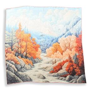 100 ٪ Silk Square وشاح - أربعة مواسم 27 × 27 "/70 × 70 سم ، باندانا ساتان التوت مع حواف مدفوعة باليد ، هدية لها وله.