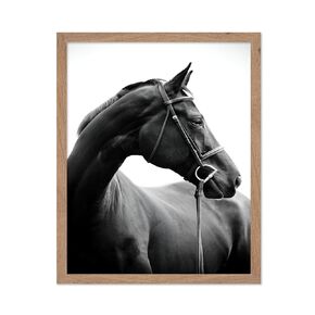 Monem Art Running Horses Poster - Retro Horse Sketch Print - Drawing Art - Charcoal Sketch Art - Animal Art - Horse Art - Aesthetic Art - Kid's Room or Nursery Wall Decor - 8x10 Brown Framed