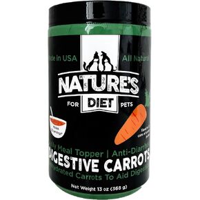 Nature's Diet® Digestive Carrots - Dehydrated Carrot Dog Food Topper for Diarrhea Relief and Improved Digestion, Fiber for Dogs Keep Poop Firm, Gut Health, Firm Stool, Daily Supplement