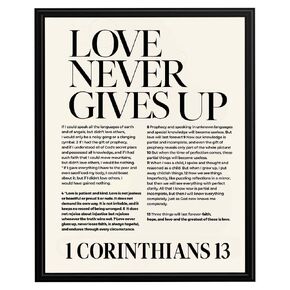InkFlow Love Never Gives Up - 1 Corinthians 13 Inspirational Wall Art Poster for Home Décor, Perfect for Living Rooms, Bedrooms, and Faith-Based Spaces - 11x14 Unframed Wall Art