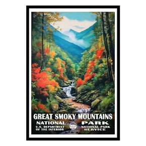 Miracle Spirit Great Smoky Mountains National Park ، ملصق جدار الحدائق الوطنية ، فن الجدار الوطني ، مجردة الطبيعة الطبيعية جدار الغابات الصور لغرفة المعيشة غرفة نوم (دون إطار)