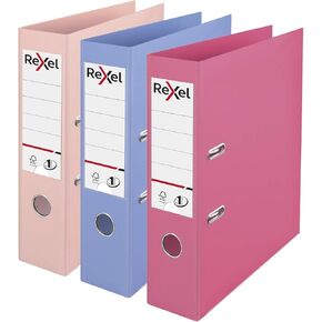 Rexel Pastel Plastic A4 Lever Arch Files ، 3 pack (Pink ، Blue ، Peach) ، Mechanism No.1 Power Mechanism ، FSC معتمدة ، ملصقات العمود الفقري القابلة للاستبدال ، رابط رنين ، أرشفة ، منظم ملفات المكتب المنزلي