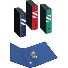 Set of 3 Lever Arch Files 28.5 x 33 cm Spine 8 cm with Cover Plain 3 Colours (Blue, Red, Green)