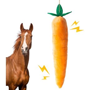 Horse Toy Plush Squeaky Carrot, Large Carrot Shaped Horse Squeaky Toy, Interactive Calming Plush Carrot Ball for Horses Dogs, Hanging Stall Play Enrichment Relieve Stress Noise Maker
