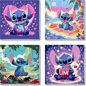 Duasli 4 Pack Easy Paint by Numbers for Kids Ages 4-8-12, Paint by Numbers Kit for Kids,DIY Acrylic Oil Painting for Home Wall Decor(Framed,8x8inch)
