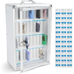 Cell Phone Locker for Classroom, Gym & Office | Durable & Secure Cell Phone Box | Portable & Wall-Mounted Aluminum Organizer | 36-Slot Numbered Storage Box with Name Tags | PRIMERIVER