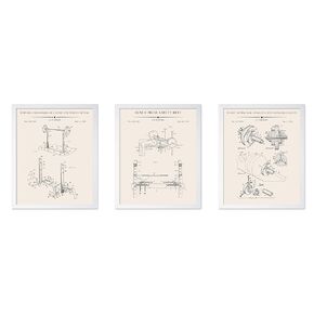 Monem Art 3-Piece Football Blueprint Poster - Football Shoulder Pad Patent Print - Game Ball Art - Sports Art - Technical Drawing Art - Great Office or Gym Wall Decor - 8x10 UNFRAMED Wall Art