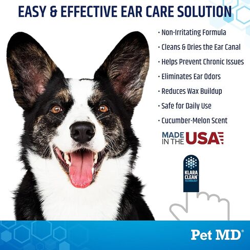 Pet MD Advanced Ear Finger Wipes for Dogs & Cats - Non-Irritating Ear Wipes & Ear Cleaner - Pet Safe Cleaner to Aid in Itchiness and Odor - Cucumber Melon (50ct) in Saudi Arabia