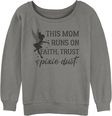 Disney Women's Tinkerbell Runs on Ftpd Junior's Raglan Pullover with Coverstitch in Saudi Arabia