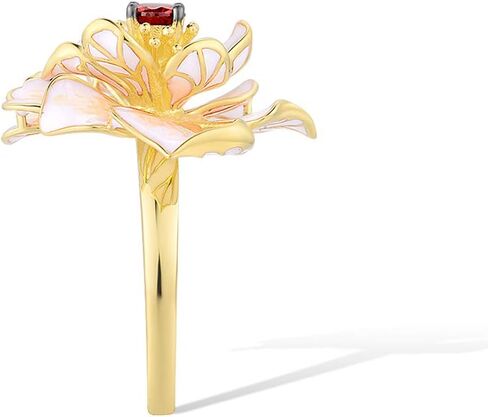 Santuzza 925 Sterling Silver Enamel Flower Statement Ring for Women in Saudi Arabia