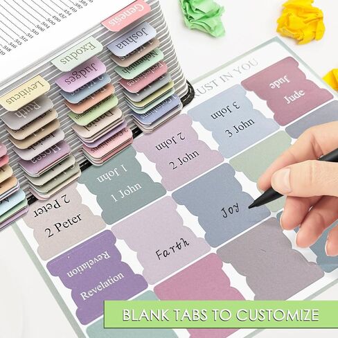 علامات تبويب الكتاب المقدس للنساء والرجال، علامات تبويب كتاب الكتاب المقدس، 75 علامة تبويب، علامات تبويب الكتاب المقدس مغلفة، بوهو/موراندي/ظلال غروب الشمس موضوع لوازم دراسة الكتاب المقدس، سهلة القراءة وتطبيق علامات تبويب فهرس الكتاب المقدس (ظلال غروب الشم in Kuwait