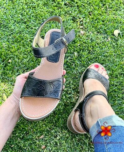Mexican Leather Sandals with Ankle Strap for Women - Model 600 (7, TAN) in Kuwait