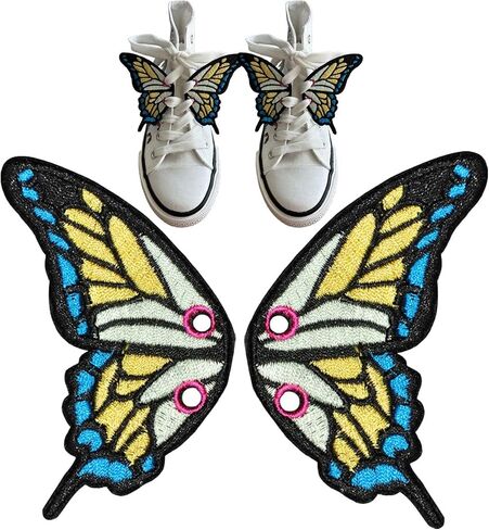 1 Pair Handmade Butterfly Wings Shoelace Charms for Sneakers Boots the Sun Shoe Charms for Women Colorful DIY Shoe Decoration Shoe Lace Charm Shoe Accessories Set for Girls Gift (ButterWing1) in Kuwait