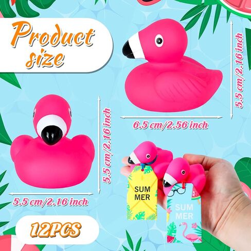 AOT 12PCS Flamingo Rubber Ducks,Mini Flamingo Rubber Ducks,Ducks for Cruise Ship with Tags,Jeep Ducks for Ducking Forflamingo Birthday Party Decorations in Kuwait