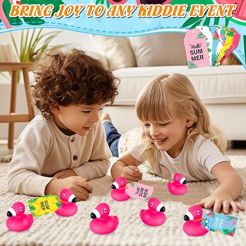 AOT 12PCS Flamingo Rubber Ducks,Mini Flamingo Rubber Ducks,Ducks for Cruise Ship with Tags,Jeep Ducks for Ducking Forflamingo Birthday Party Decorations in Kuwait