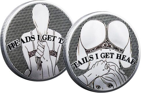 2025 2PCS Double Side Heads and Tails Coin Lucky Token Double Side Challenge Coin Funny Prank Gifts for Valentines (Heads and Tails Coin-Golden) in Kuwait