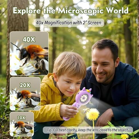 Kids Microscope- 500x Magnification,16X Zoom,Handheld Microscope for Kids with HD Cam,Portable Science Learning Tool,Christmas Birthday Gifts for Boys Girls Aged 3-12,32GB SD Card Include (Purple) in Saudi Arabia