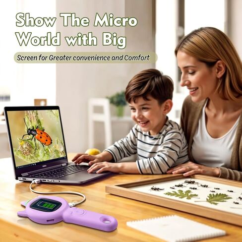 Kids Microscope- 500x Magnification,16X Zoom,Handheld Microscope for Kids with HD Cam,Portable Science Learning Tool,Christmas Birthday Gifts for Boys Girls Aged 3-12,32GB SD Card Include (Purple) in Saudi Arabia