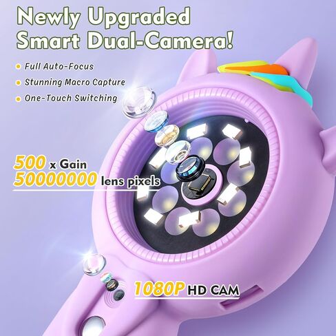 Kids Microscope- 500x Magnification,16X Zoom,Handheld Microscope for Kids with HD Cam,Portable Science Learning Tool,Christmas Birthday Gifts for Boys Girls Aged 3-12,32GB SD Card Include (Purple) in Saudi Arabia