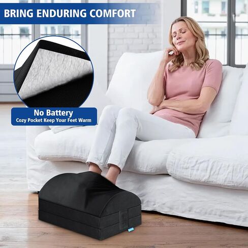 KAYFIA Foot Rest for Under Desk at Work XXL(20in) with 3 Adjustable Heights，Foot Stool with Supportive Gel Foam, Warmer Feet Pocket Footrest for Office Gaming Chair, for Leg Support -Black in Saudi Arabia