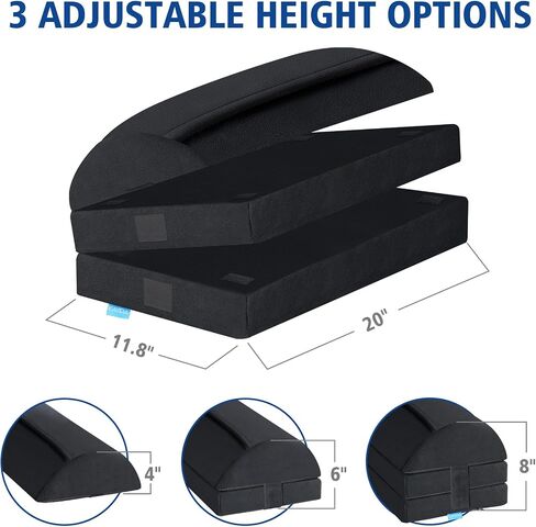 KAYFIA Foot Rest for Under Desk at Work XXL(20in) with 3 Adjustable Heights，Foot Stool with Supportive Gel Foam, Warmer Feet Pocket Footrest for Office Gaming Chair, for Leg Support -Black in Saudi Arabia