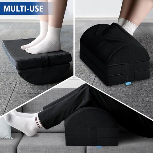 KAYFIA Foot Rest for Under Desk at Work XXL(20in) with 3 Adjustable Heights，Foot Stool with Supportive Gel Foam, Warmer Feet Pocket Footrest for Office Gaming Chair, for Leg Support -Black in Saudi Arabia