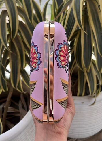 Traditional Indian lady Printed Clutch Bags Formal Party Wedding Purses Cocktail Prom Casual Tote Handbags With Chain (Design Patterns 2) in Saudi Arabia