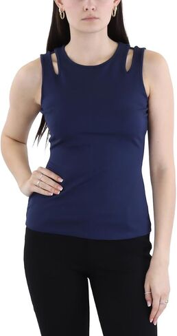 BCBGMAXAZRIA Women's Fitted Top Shoulder Cut Out Crew Neck Shirt in Saudi Arabia