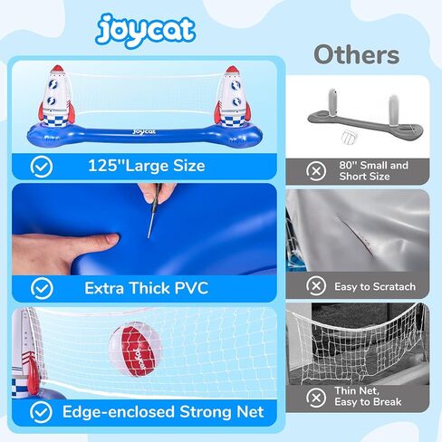 JoyCat Inflatable Pool Volleyball Set,125 Inch Volleyball Net & Basketball Hoop,Floating Swimming Pool Games Lake Beach Toys for Kids,Water Games for Adults and Family,Pools Party Gift in Saudi Arabia