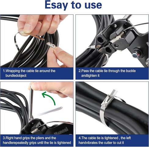 مسدس ربط كابل من الفولاذ المقاوم للصدأ مع 100 قطعة من روابط الكابلات المصنوعة من الفولاذ المقاوم للصدأ أداة ربط الكابل لربطات الكابلات المعدنية، مجموعة أدوات ربط الرمز البريدي المعدنية، مجموعة أدوات ربط الرمز البريدي ذاتية القفل، أزرق in Kuwait