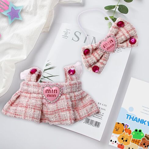 Doll Outfit Set for 17cm Dolls, 2 Piece Clothes Set for Doll, Premium Fashion Dresses for Dolls Accessories Suit (NO Doll) (Pink) in Saudi Arabia