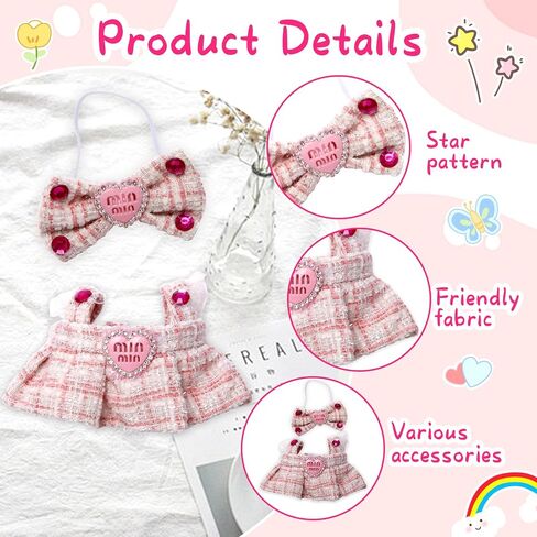 Doll Outfit Set for 17cm Dolls, 2 Piece Clothes Set for Doll, Premium Fashion Dresses for Dolls Accessories Suit (NO Doll) (Pink) in Saudi Arabia
