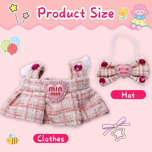 Doll Outfit Set for 17cm Dolls, 2 Piece Clothes Set for Doll, Premium Fashion Dresses for Dolls Accessories Suit (NO Doll) (Pink) in Saudi Arabia