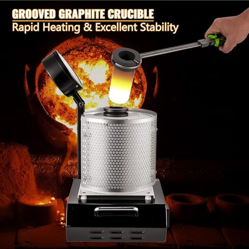 VEVOR Electric Melting Furnace, 3KG Digital Electric Melting Furnace, 1750W 1150℃/2102 ℉ Gold Smelter Furnace W/ 1KG&3KG Graphite Crucible & Ingot Die for Processing of Melting Gold, Silver, Copper in Saudi Arabia