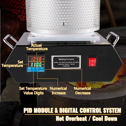 VEVOR Electric Melting Furnace, 3KG Digital Electric Melting Furnace, 1750W 1150℃/2102 ℉ Gold Smelter Furnace W/ 1KG&3KG Graphite Crucible & Ingot Die for Processing of Melting Gold, Silver, Copper in Saudi Arabia